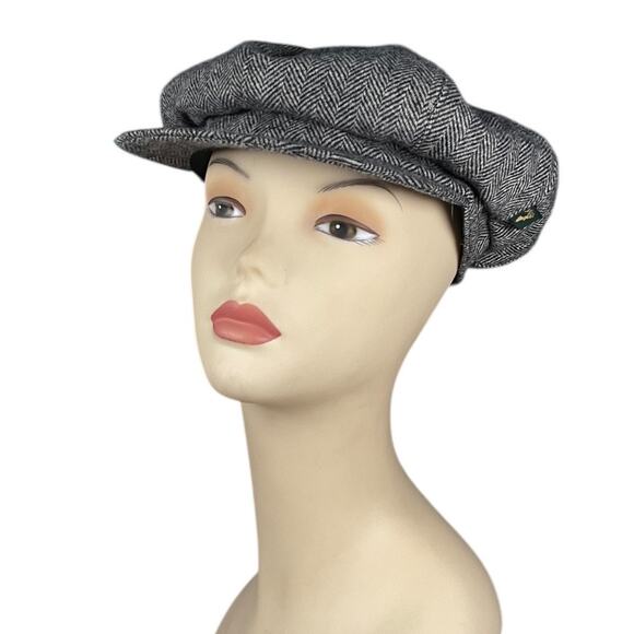 Mucros Weavers Ireland Gray Herringbone Newsboy Cap Hat One Size Wool Blend - Picture 1 of 16